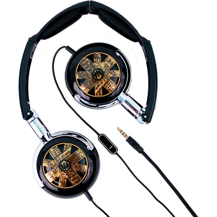 WI-8151 "Tour" Foldable Headphones w/ Mic, Black
