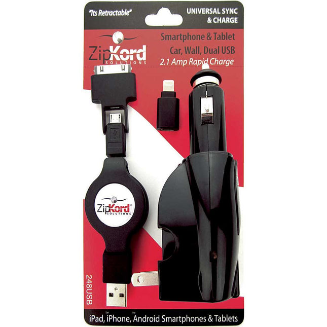 248USB 2.1Amp Car/Wall Charger For iPad/iPhone/Micro USB