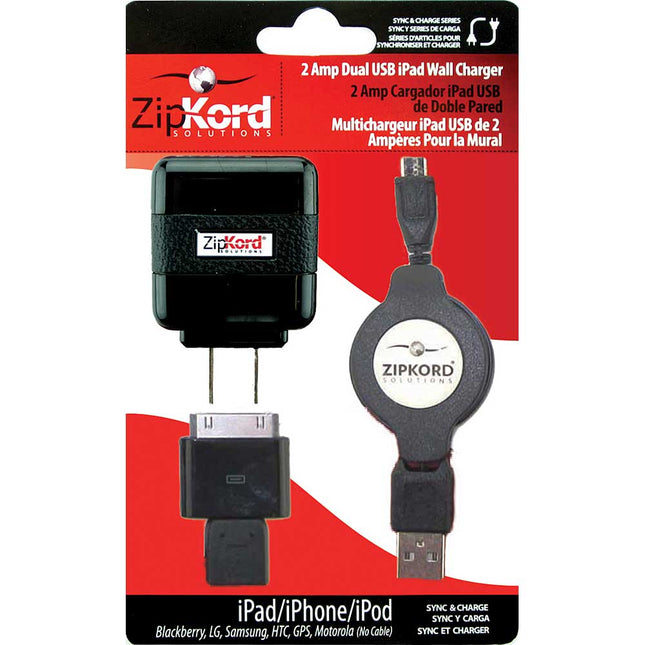 PAC2A2iP 2 Amp Dual USB iPad Wall Charger w/ Sync Cable