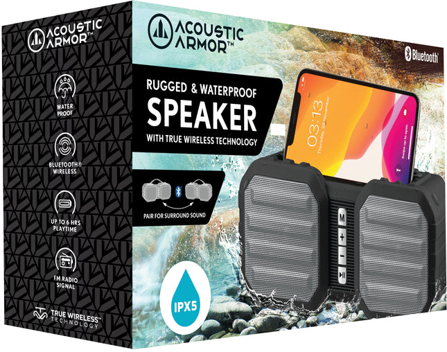 "Ranger" Portable Speaker Water Resistant and Rugged, Black