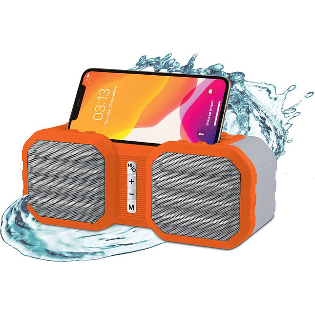 "Ranger" Portable Speaker Water Resistant and Rugged, Grey/Orange