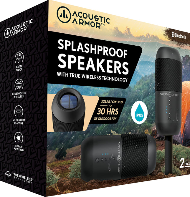 2 Pack Splashproof Speakers with True Wireless Technology