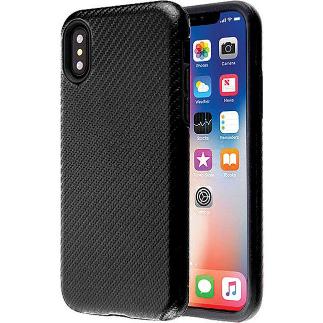 Hybrid Dual Layer Carbon Fiber Texture Case, Black