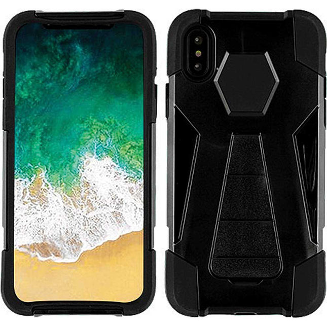 Dual Layer Hybrid KickStand Case, Black/ Black