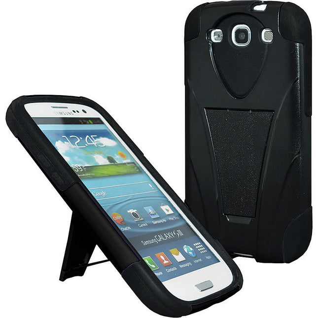 Double Layer Hybrid Case with Kickstand For Galaxy S III, Black