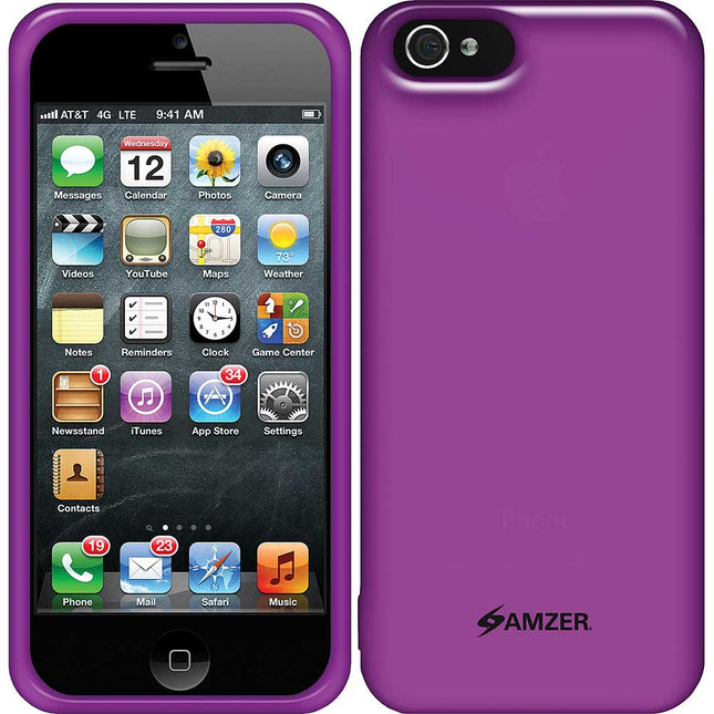 Soft Gel TPU Gloss Skin Case For iPhone 5, Purple