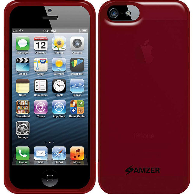 Soft Gel TPU Gloss Skin Case For iPhone 5, Red