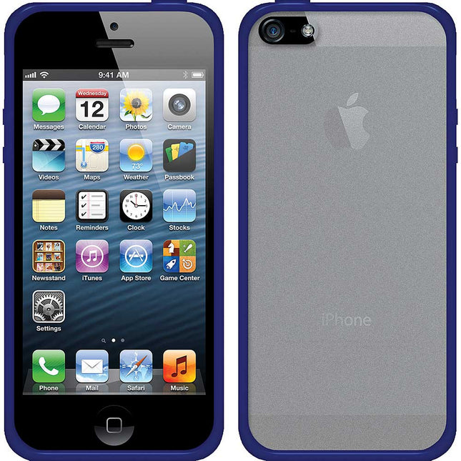 TPU PolyCarbonate Snap On Hybrid Case For iPhone 5, Clear/Blue