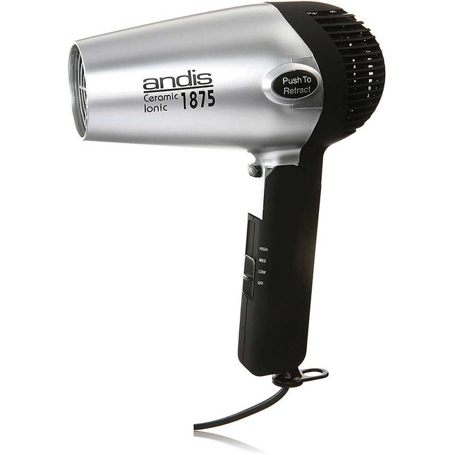 1875-Watt Fold-N-Go Ionic Hair Dryer, Silver/Black