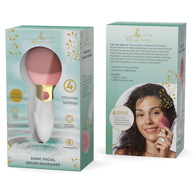 SILICONE FACIAL BRUSH AND MASSAGER WITH STAND