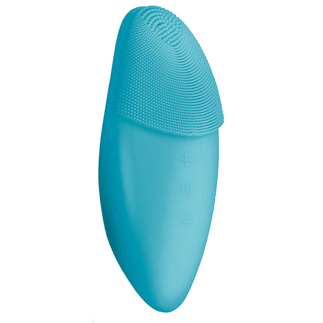 Ergonomic Silicone Facial Brush and Massager, Aqua