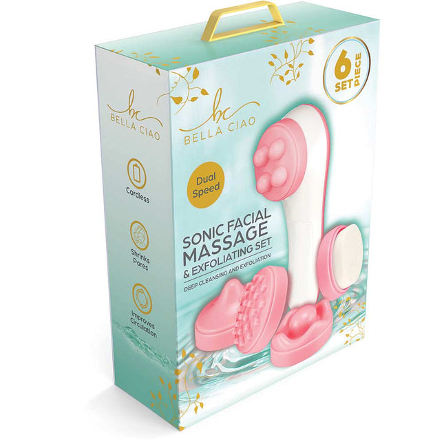 6PC FACIAL MASSAGE & CLEANSING SET, Pink