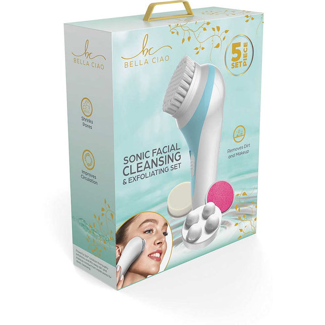 5-PIECE FACIAL CLEANSING SET WITH MASSAGER, Blue