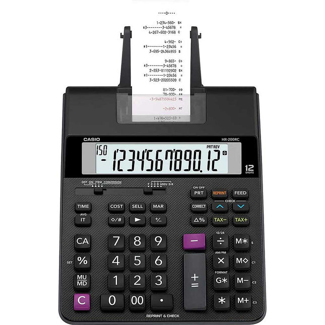 Desktop Printing Calculator, 12 Digits, Black