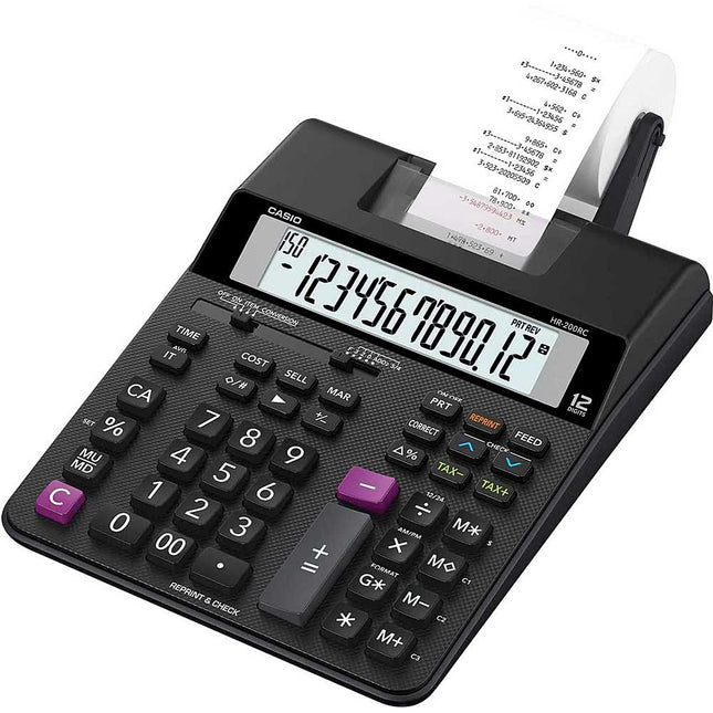 Desktop Printing Calculator, 12 Digits, Black