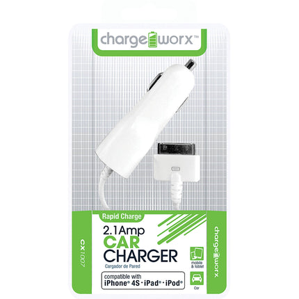 2.1A 30-Pin Car Charger, White