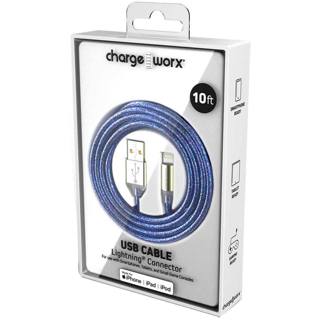 GlowSync 10 FT Lightning Cable, Dark Blue