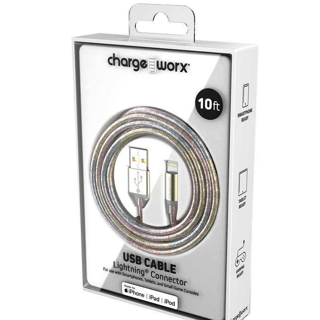 GlowSync 10 FT Lightning Cable, Multicolor