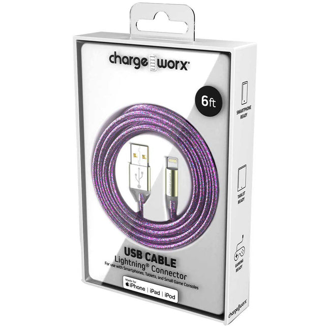 GlowSync 6 FT Lightning Cable, Violet