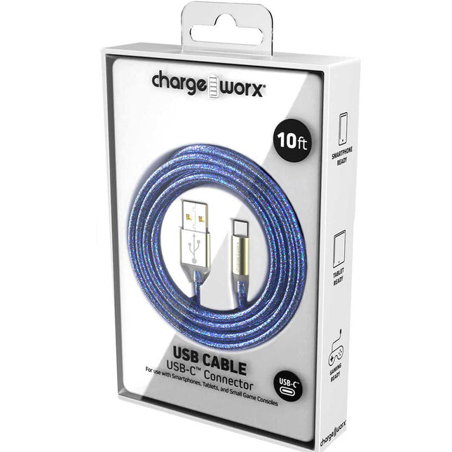 GlowSync 10 FT UCB-C Cable, Dark Blue