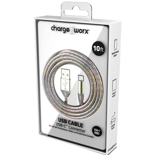 GlowSync 10 FT UCB-C Cable, Multicolor