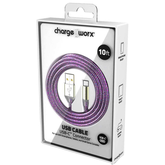 GlowSync 10 FT UCB-C Cable, Violet