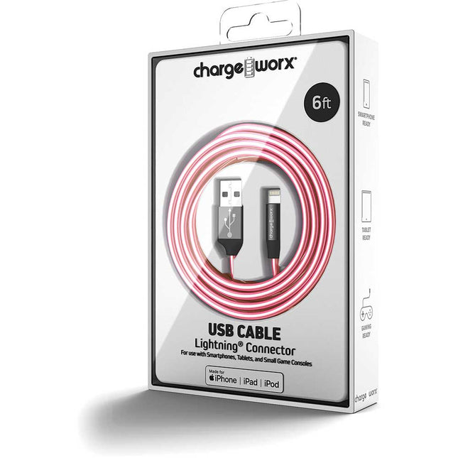 ColorCords 6 FT Lightning Cable, Pink