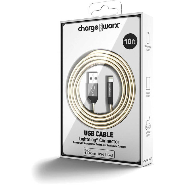 ColorCords 10 FT Lightning Cable, Silver