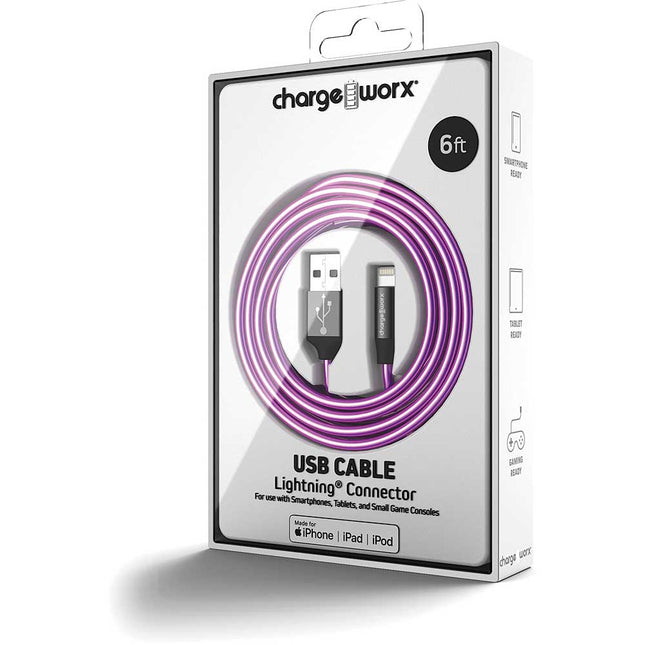 ColorCords 6 FT Lightning Cable, Violer