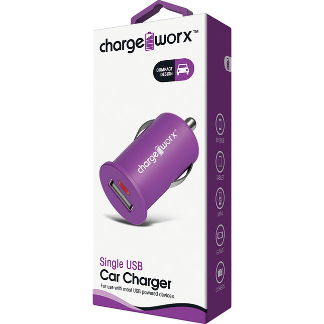 Single USB Car Charger, Violet