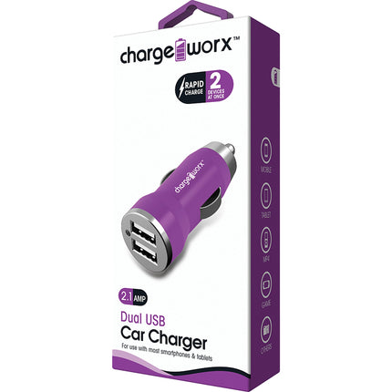 2.1A Dual USB Car Charger, Violet