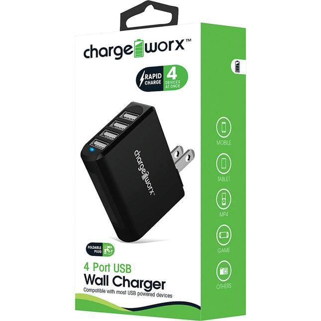 4 ports USB Wall Charger, Black