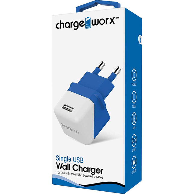 USB Wall Charger, Blue