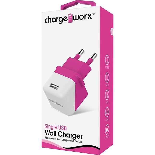 USB Wall Charger, Pink