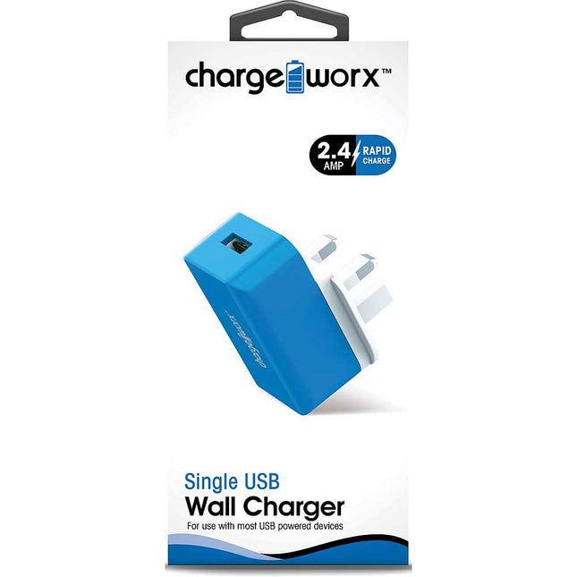 Dual USB Wall Charger, Blue