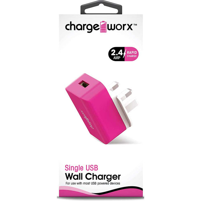 Dual USB Wall Charger, Pink