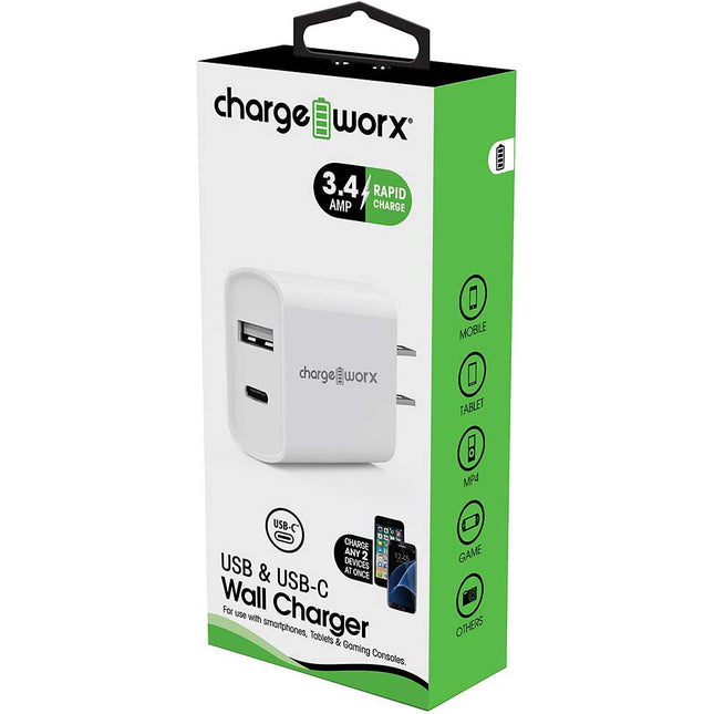 Dual USB Wall Charger, White