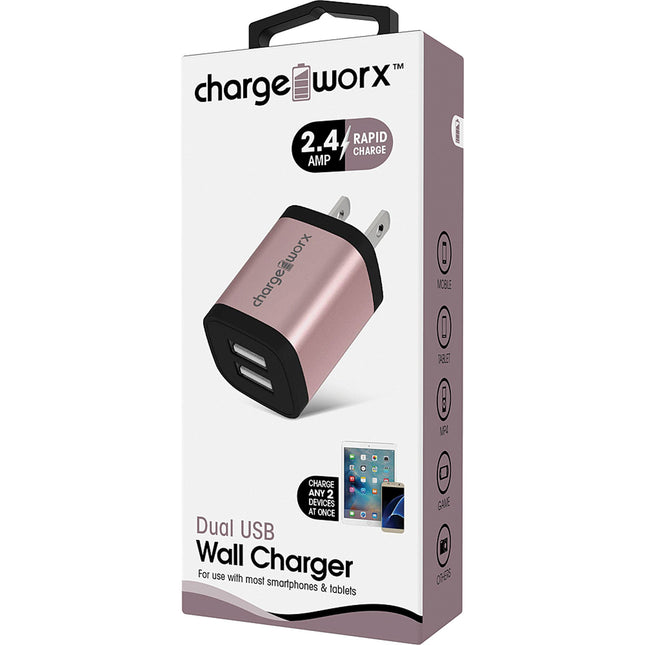 2.4 Dual USB Wall Charger, Rose Gold