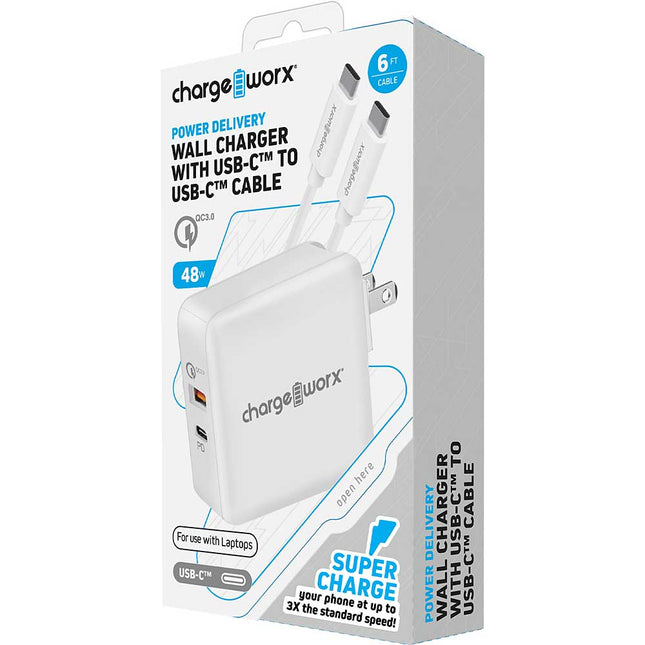 USB-C™ Cable & Wall Charger with Power Delivery, White