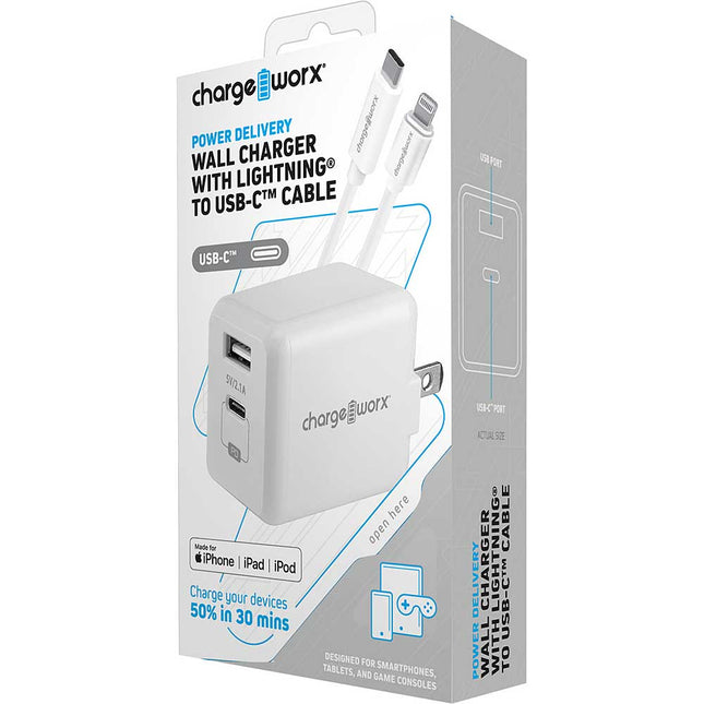 USB-C™ to Lightning® Cable & Wall Charger with Power Delivery, White