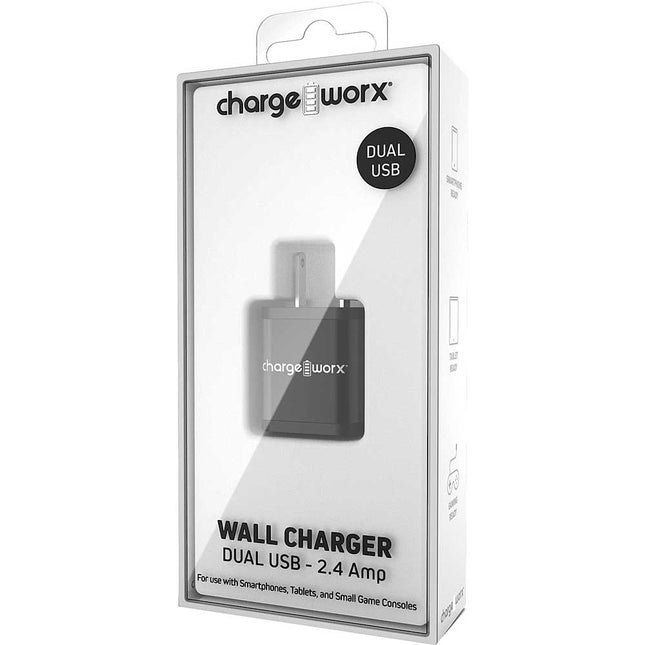 2.4Amp Dual USB Wall Charger, Black