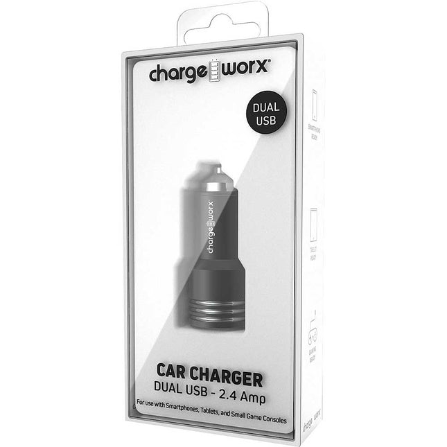 2.4Amp Dual USB Car Charger, Black