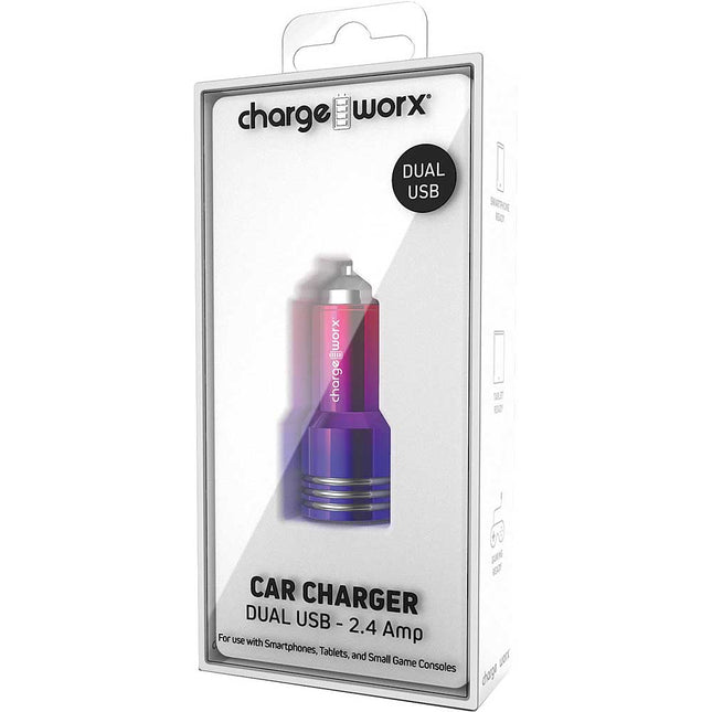 2.4Amp Dual USB Car Charger, Iridescent