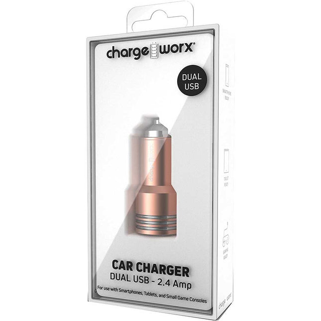 2.4Amp Dual USB Car Charger, Rose Gold