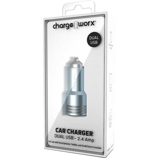 2.4Amp Dual USB Car Charger, Teal