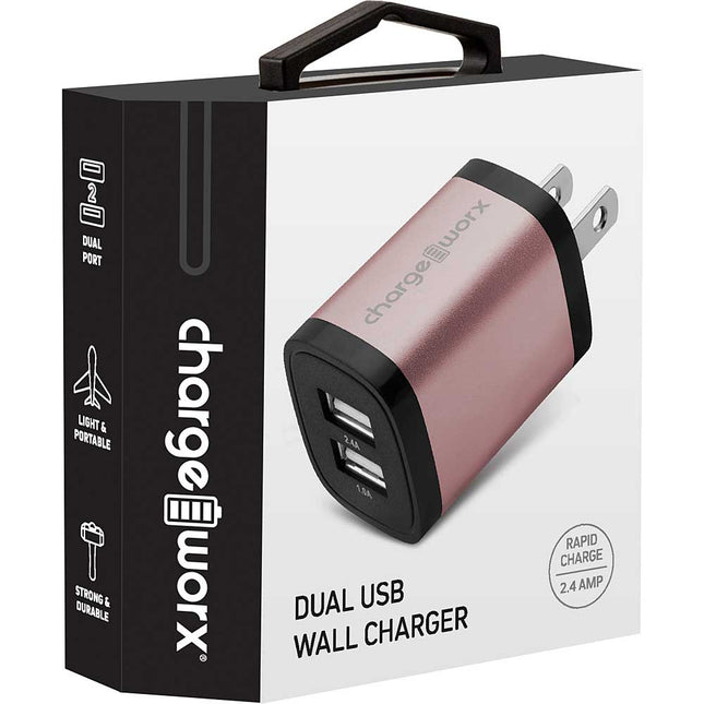 Dual USB Wall Charger, Rose Gold