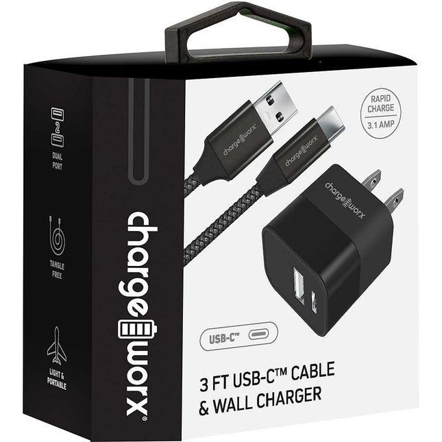 3 FT USB-C™ Cable & Wall Charger