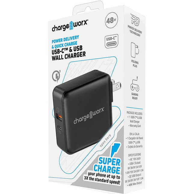 USB-C™ & USB Wall Charger w/Power Delivery & Quick Charge, Black