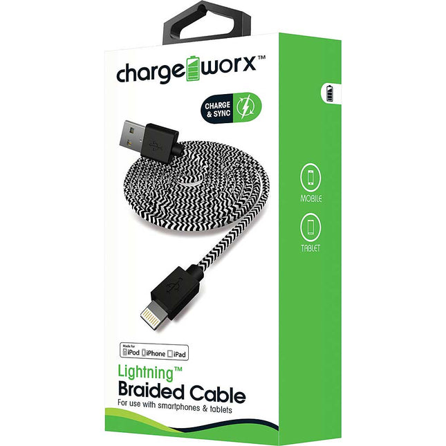 3ft Lightning Braided Sync & Charge Cable, Black