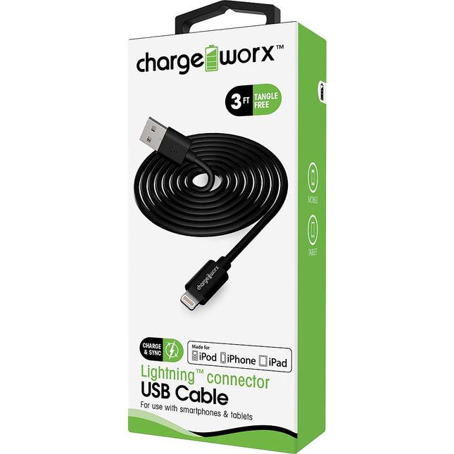 3ft Lightning Sync & Charge Cable, Black